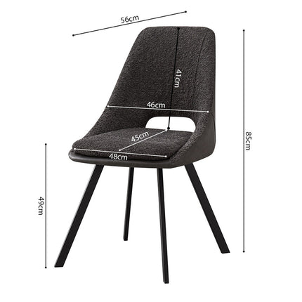 Eetkamerstoelen 'Filou' Bouclé Grijs Rug PU Lichtgrijs (2 per doos)