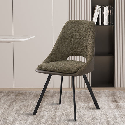 Eetkamerstoelen 'Filou' Bouclé Groen Rug PU Donkergroen (2 per doos)