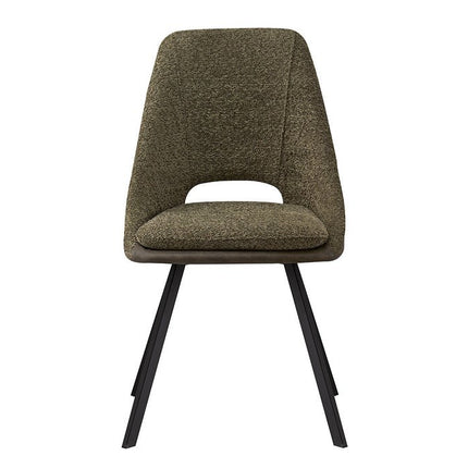 Eetkamerstoelen 'Filou' Bouclé Groen Rug PU Donkergroen (2 per doos)