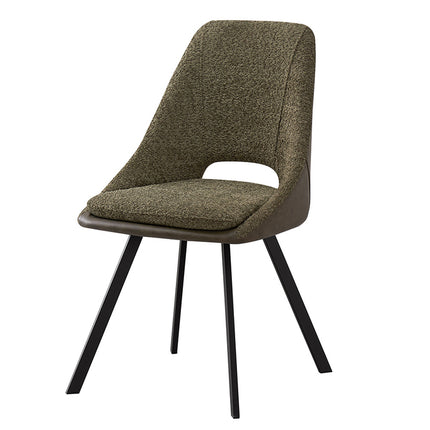 Eetkamerstoelen 'Filou' Bouclé Groen Rug PU Donkergroen (2 per doos)