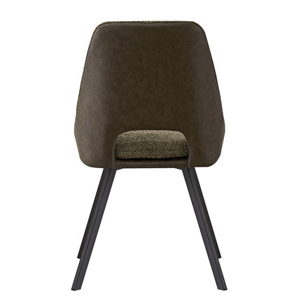 Eetkamerstoelen 'Filou' Bouclé Groen Rug PU Donkergroen (2 per doos)