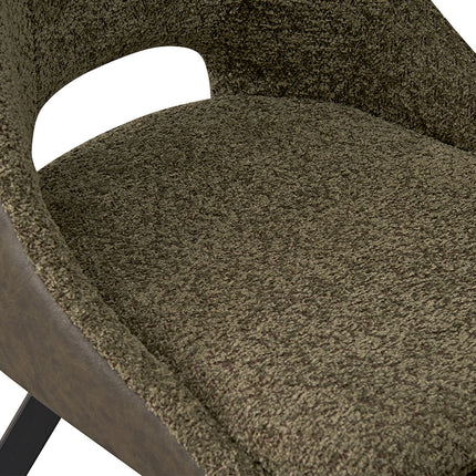 Eetkamerstoelen 'Filou' Bouclé Groen Rug PU Donkergroen (2 per doos)