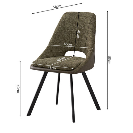 Eetkamerstoelen 'Filou' Bouclé Groen Rug PU Donkergroen (2 per doos)