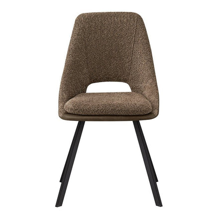 Eetkamerstoelen 'Filou' Bouclé Zand Rug PU Bruin (2 per doos)