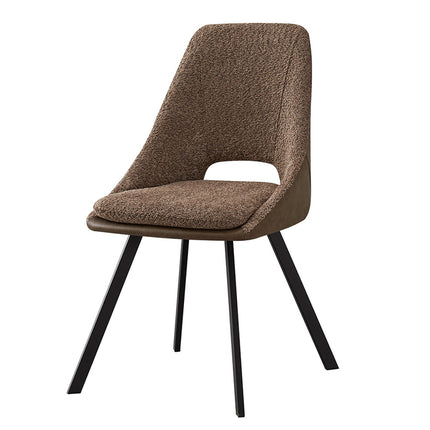 Eetkamerstoelen 'Filou' Bouclé Zand Rug PU Bruin (2 per doos)