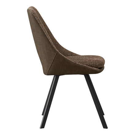 Eetkamerstoelen 'Filou' Bouclé Zand Rug PU Bruin (2 per doos)