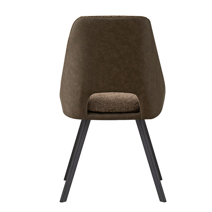 Eetkamerstoelen 'Filou' Bouclé Zand Rug PU Bruin (2 per doos)