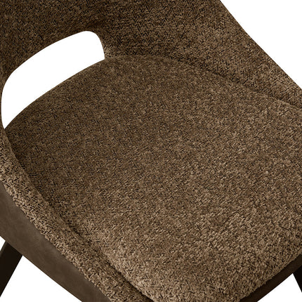 Eetkamerstoelen 'Filou' Bouclé Zand Rug PU Bruin (2 per doos)