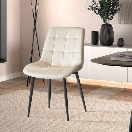 Eetkamerstoel 'Juta' Fluweel Beige (2 per doos)