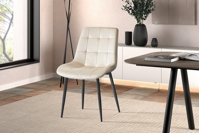 Eetkamerstoel 'Juta' Fluweel Beige (2 per doos)
