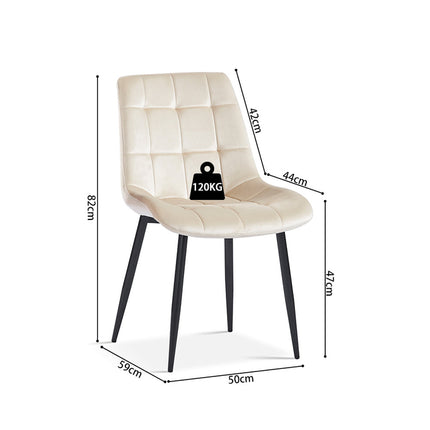 Eetkamerstoel 'Juta' Fluweel Beige (2 per doos)