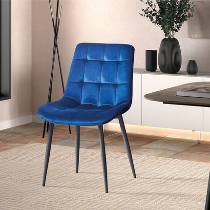 Eetkamerstoelen 'Juta' Fluweel Blauw (2 per doos)