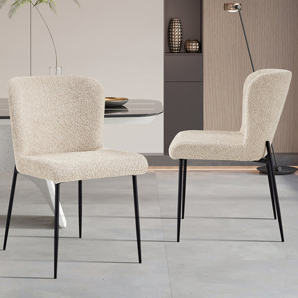 Eetkamerstoel 'Lisa' Bouclé Beige (2 per doos)