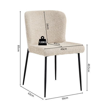 Eetkamerstoel 'Lisa' Bouclé Beige (2 per doos)