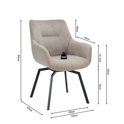Stoel 'Modest' Draaibaar Ribfluweel Beige (1 per doos)