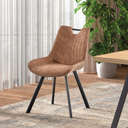 Eetkamerstoel 'Pablo' Micro fiber PU Donker bruin (2 per doos)
