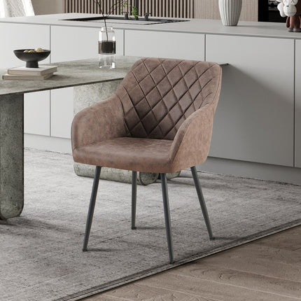 Eetkamerstoeloel 'Peron' Micro fiber PU Bruin (2 per doos)