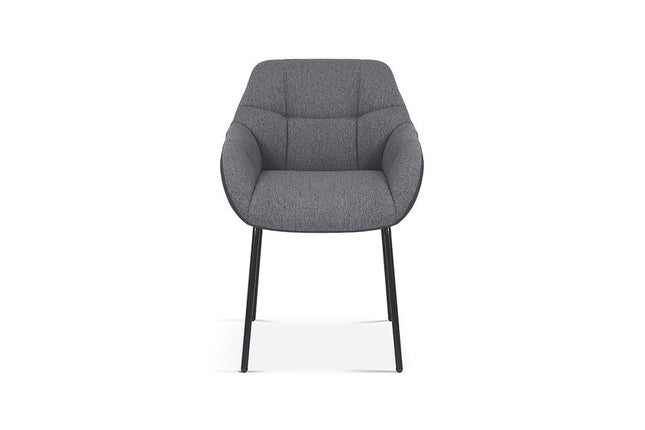 Stoel 'Sem' Stof Grijs Rug PU Donkergrijs (2 per doos)