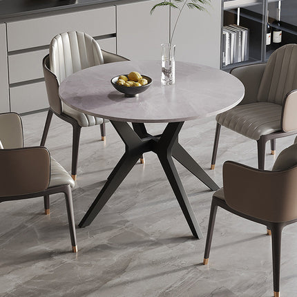 Eettafel 110 cm Rond Glanzend Steen Italian Grijs