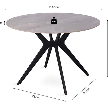 Eettafel 110 cm Rond Glanzend Steen Italian Grijs