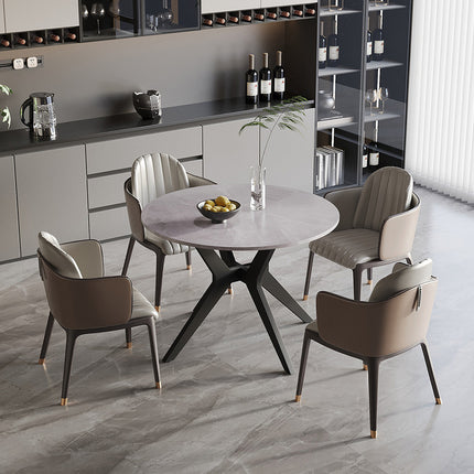 Eettafel 110 cm Rond Glanzend Steen Italian Grijs
