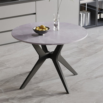 Eettafel 110 cm Rond Glanzend Steen Italian Grijs