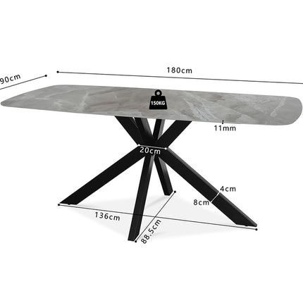 Eettafel 180  Ovaal Glanzend Steen Italian Grijs