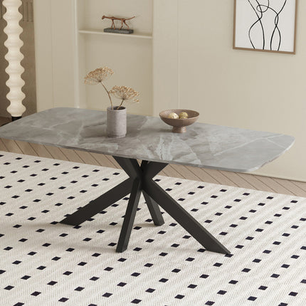 Eettafel 180  Ovaal Glanzend Steen Italian Grijs