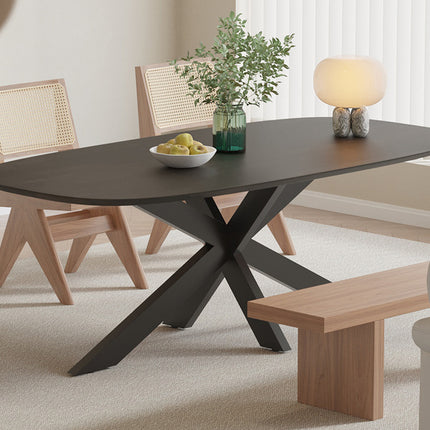 Eettafel 200x90  Ovaal Mango hout Zwart