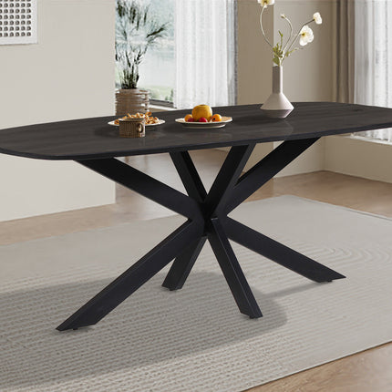 Eettafel 200x90  Ovaal Mango hout Zwart