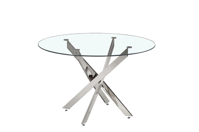 Eettafel 120 cm Rond Glas, Poten Chroom