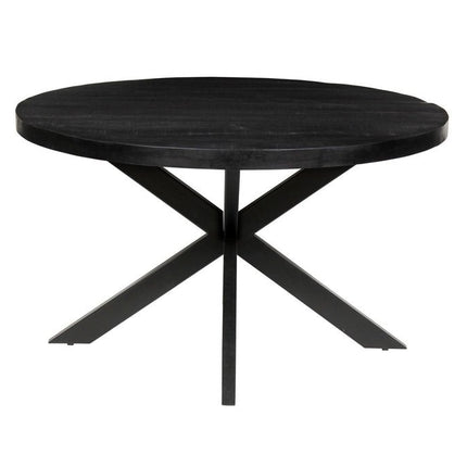 Eettafel 130 cm Rond Mango hout Zwart