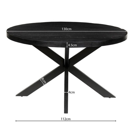 Eettafel 130 cm Rond Mango hout Zwart