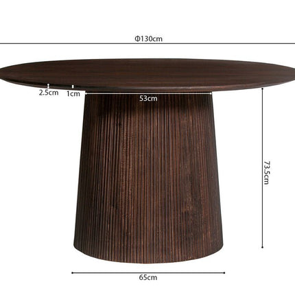 Eettafel 130 cm Rond Mango hout Donkerbruin