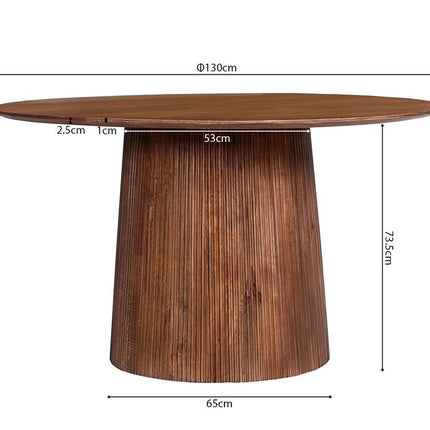 Eettafel 130 cm Rond Mango hout Lichtbruin