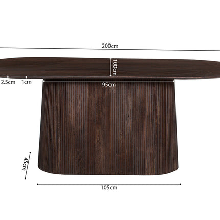 Eettafels 200 cm Ovaal Mango hout Donkerbruin (2c)