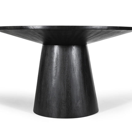 Tafel 'Tommy' 130 cm Rond Mango hout Zwart (2c)