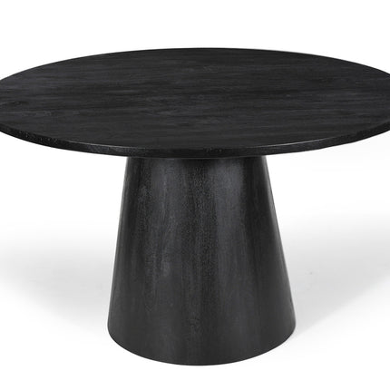 Tafel 'Tommy' 130 cm Rond Mango hout Zwart (2c)