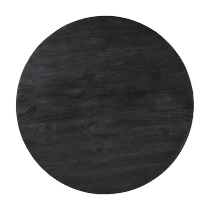 Tafel 'Tommy' 130 cm Rond Mango hout Zwart (2c)