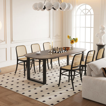 Eettafel 220x100 - Ovaal mango hout tabaco
