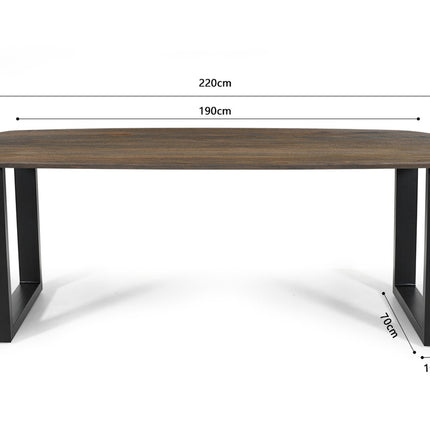 Eettafel 220x100 - Ovaal mango hout tabaco