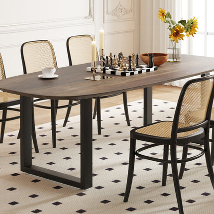 Eettafel 220x100 - Ovaal mango hout tabaco