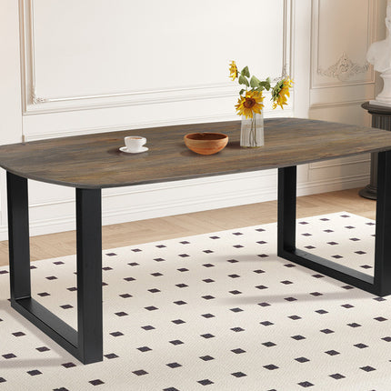 Eettafel 220x100 - Ovaal mango hout tabaco