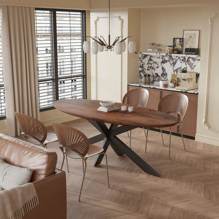 Eettafel  220x100 Ovaal -  Bruin mango hout