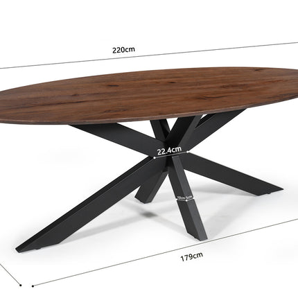 Eettafel  220x100 Ovaal -  Bruin mango hout
