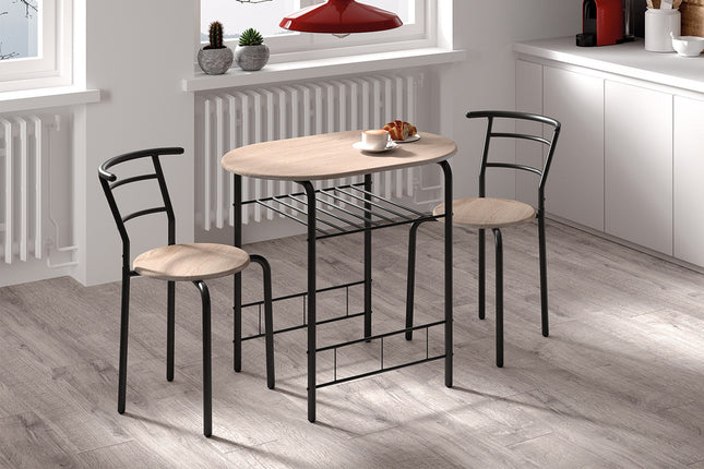 Tafelset 'Adam' Zwart metaal Decor sonoma (1c)