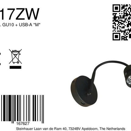 Wandl. 1-l. GU10 + USB-A  *M*