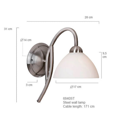 Wandlamp Capri 6840ST Staal