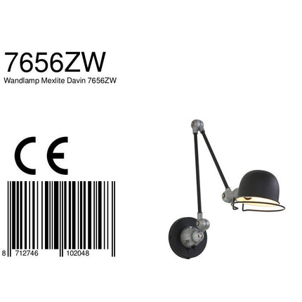 Wandlamp Davin 7656ZW Zwart
