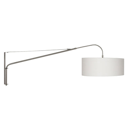 Wandlamp Elegant Classy 2574ST+K1066QS Staal-Wit Linnen